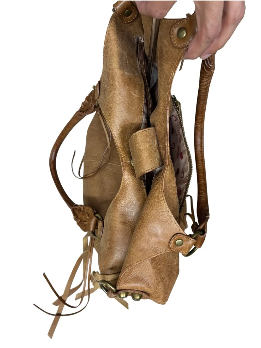 Tan Leather Hobo Tote Bag - Women